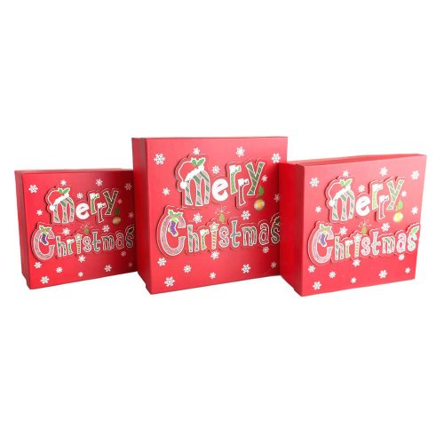 Set 3 cutii dreptunghiulare 3d mari crăciun - merry christmas
