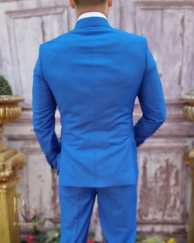 Costum elegant de bărbați, albastru, sacou si pantalon - c3736