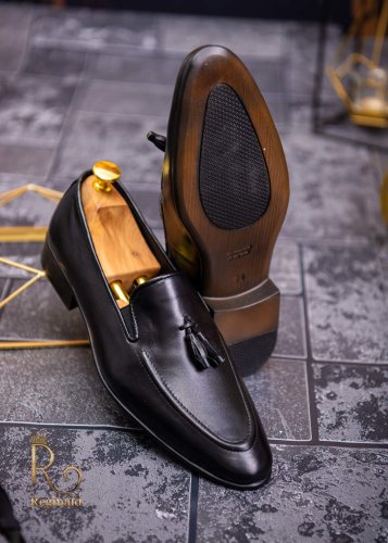 Pantofi mocasini / loafers, negri-p1635