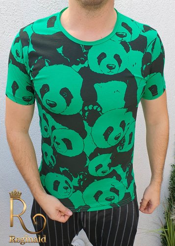 Tricou barbati slim fit verde panda - tr126