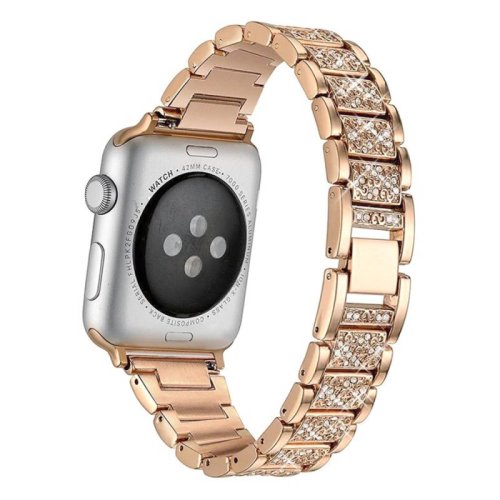 Curea metalica pentru apple watch loomax, bratara compatibila cu apple watch 6/5/4/3/2/1, 42 / 44 mm golden brown, 33-3328