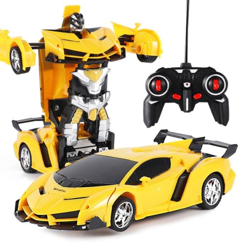 Masina transformer robot cu telecomanda karemi, pentru copii, control rapid, rotire 360 grade, efecte sonore realiste, 24 x 10.5 x 5.5 cm, galben