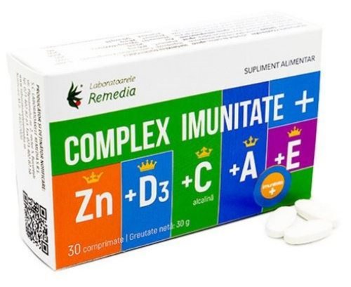 Remedia complex imunitate plus zn si vitaminele d3, c, a, e - 30 comprimate