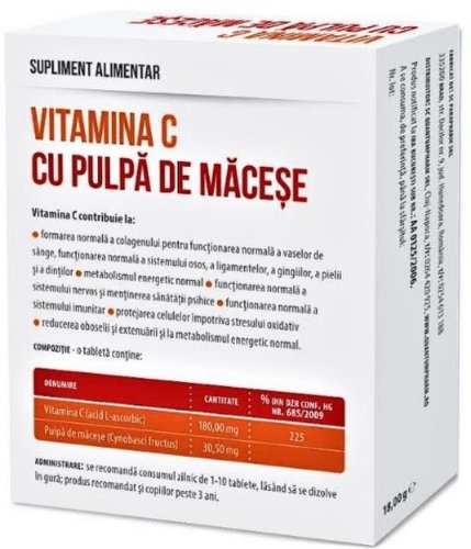 Vitamina c cu pulpa macese x 30 tablete quantum pharm
