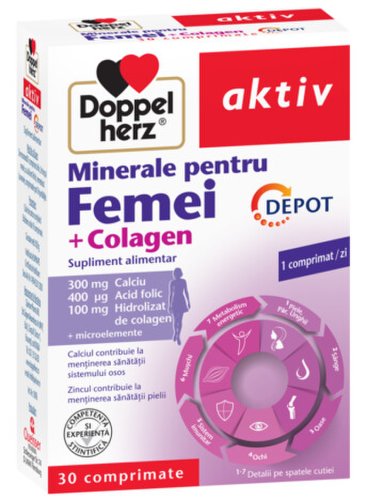 Doppelherz aktiv minerale + colagen depot pentru femei x 30cpr