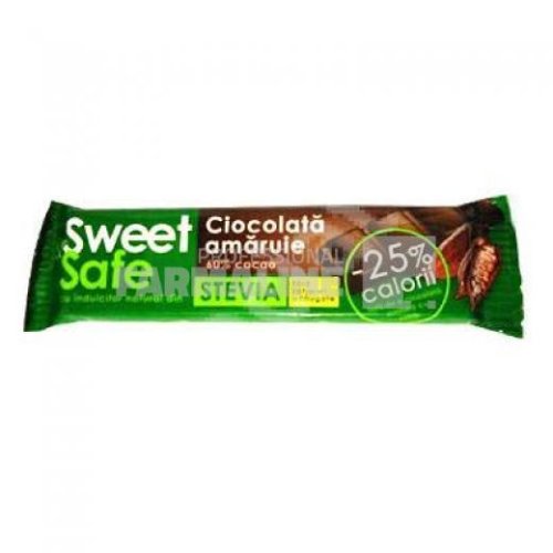 Sly Nutritia Sweet&safe ciocolata neagra indulcita cu stevie 25 g