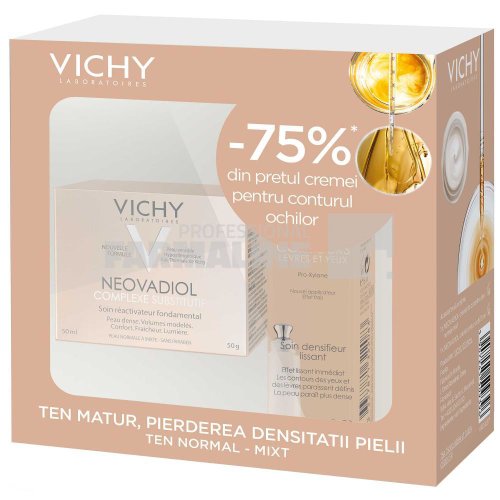 Vichy pachet neovadiol crema de fata pentru ten normal-mixt 50 ml + crema contur ochi 15 ml 75% din al ii-lea