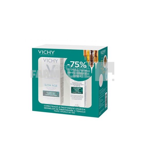Vichy slow age pachet fluid de ingrijire zilnica 50 ml + crema contur ochi 15 ml 75% din al ii-lea
