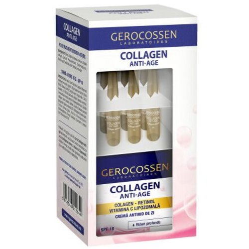 Gerocossen Caseta collagen anti-age tratament antirid: fiole + crema antirid de zi