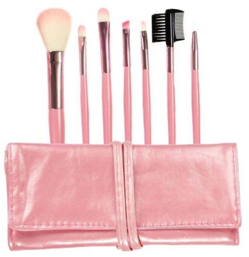 Kiss Beauty Set 7 pensule profesionale luxury pentru machiaj, pink