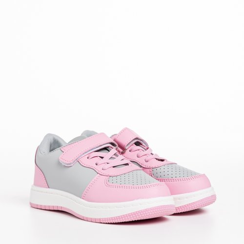 Pantofi sport copii roz cu gri din piele ecologica ponty