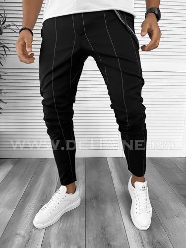 Pantaloni barbati casual regular fit negri b8022 e 4-2/ b6-3.1