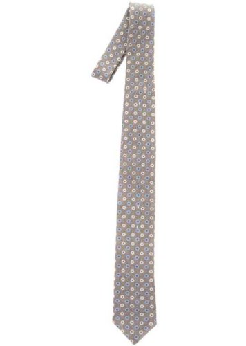 Corneliani cc collection flax tie with floral pattern multicolor
