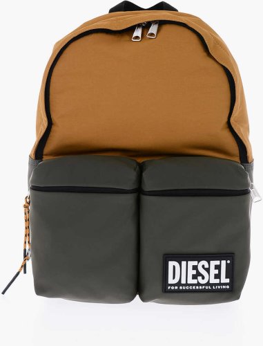 Diesel two-tone backyo backpack with maxi pockets yellow