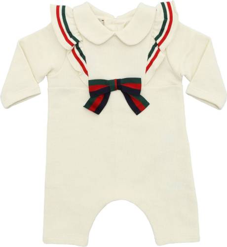 Gucci white playsuit with web bow white