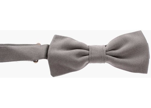 Neil barrett solid color silk bow tie gray