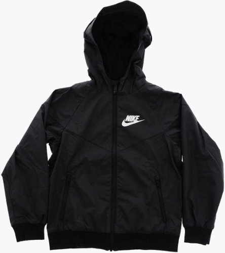Nike kids lightweight 2 pockets windbreaker jacket with hood black