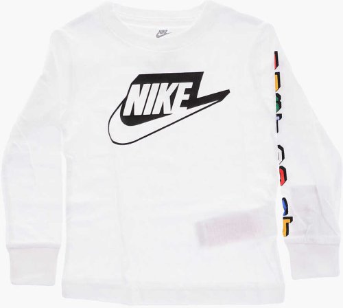 Nike kids logo printed long sleeve t-shirt white
