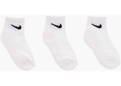 Nike kids stretch 3 pairs of socks set with logo embroidery black & white