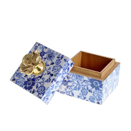Cutie de depozitare cu flori albastre 9 cm