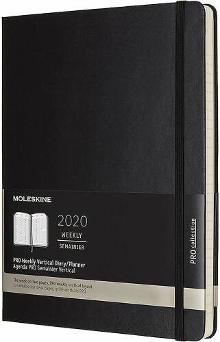 Agenda 2020 - moleskine pro 12-month weekly notebook planner - black, extra large, hard cover | moleskine