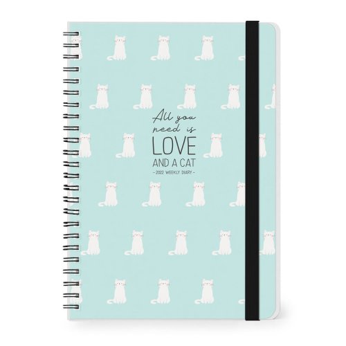 Agenda 2022 - 12-month weekly diary - large, spiral bound - kittens | legami