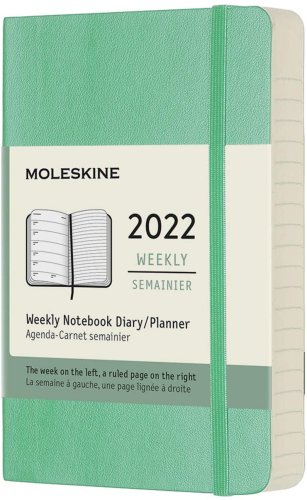 Agenda 2022 - 12-month weekly planner - pocket, soft cover - ice green | moleskine