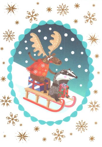 Felicitare - moose sleighing | roger la borde
