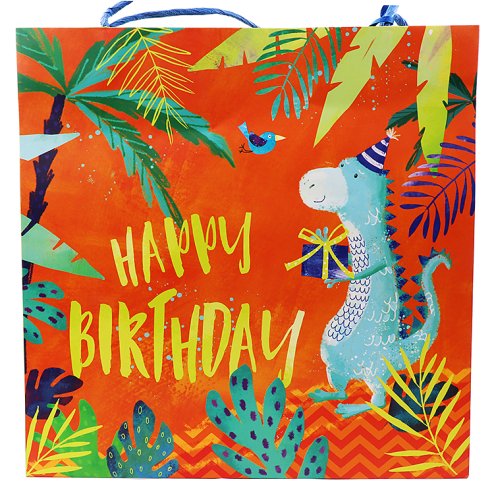 Punga de cadou mare - dinosaur - happy birthday | swan mill paper