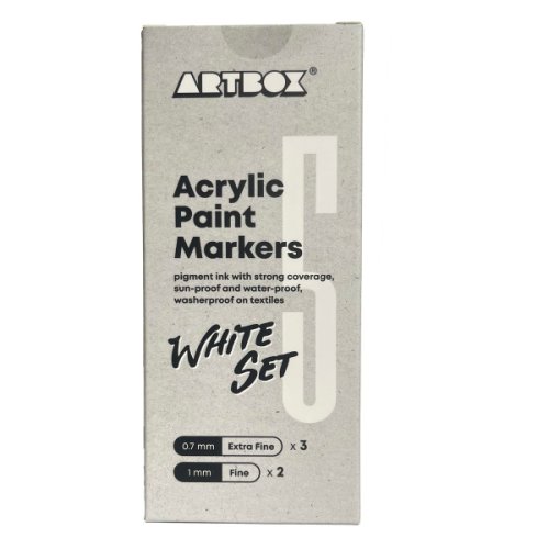 Set 5 markere - acrylic paint - white | artbox