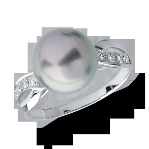 Inel din aur alb cu diamante de 0.12ct si perla de cultura