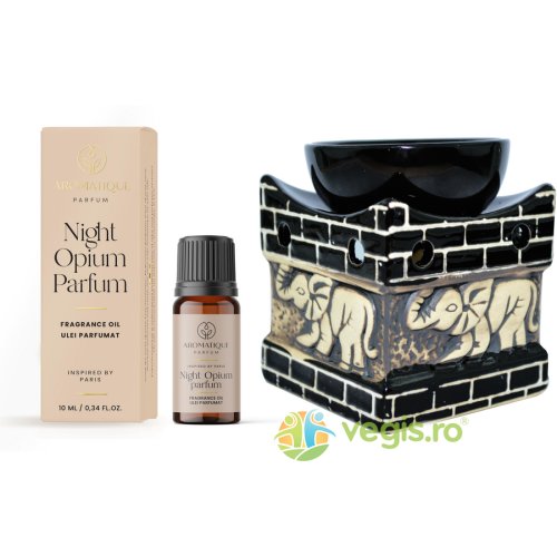 Exclusiv Set ulei parfumat night opium 10ml aromatique + suport mare pentru ulei aromat elefant bispol