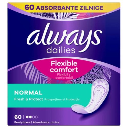 Absorbante zilnice 3 in 1 - always dailies 3 in 1 normal fresh   protect, 60 buc