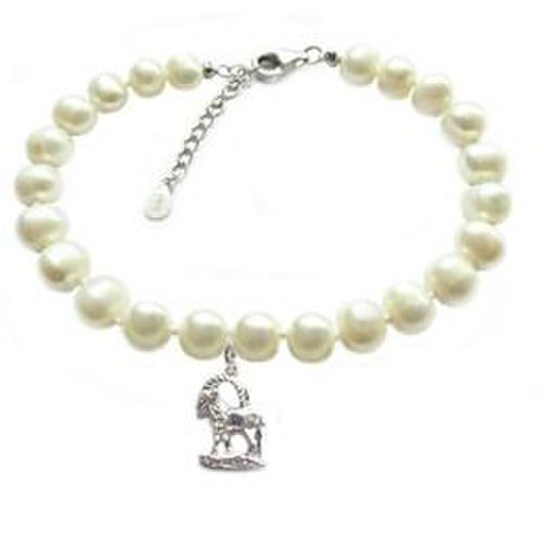 Bratara zodiac capricorn cu perle naturale albe 7 mm - cadouri si perle