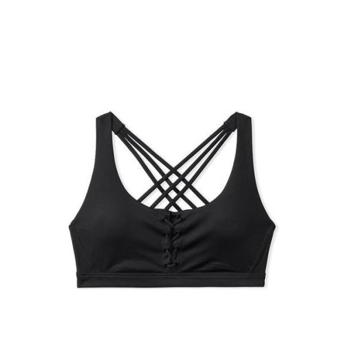 Bustiera sport dama, victoria's secret, strappy back heathered bra, black xs intl