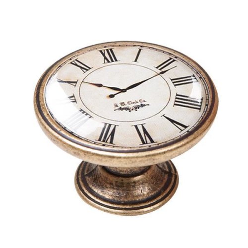 Buton pentru mobila, white clock 550br02, finisaj alama antichizata, d:37 mm - nesu
