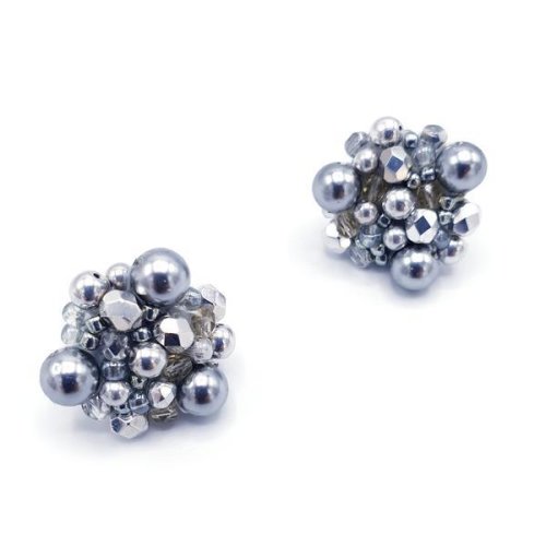Cercei argintii rotunzi cu perle mallorca, zia fashion, little silver drops