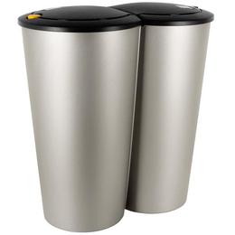 Cos de gunoi dublu, plastic, argintiu, 2x25 litri, 50x53cm