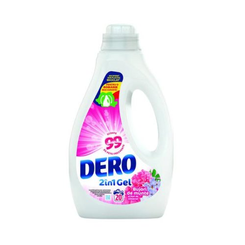 Detergent lichid cu parfum de bujor de munte si flori de stanjenel dero 2 in 1 gel, 1000ml