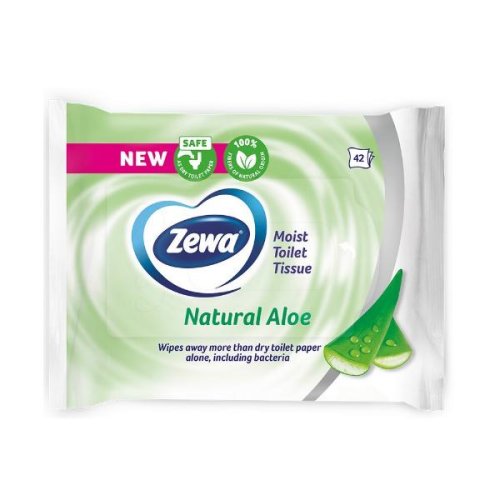 Hartie igienica umeda cu parfum de aloe vera - zewa moist toilet tissue natural aloe, 42 buc