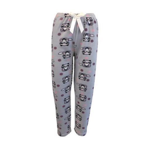 Pantaloni pijama dama, univers fashion, polar, gri cu imprimeu mov si roz, 2xl