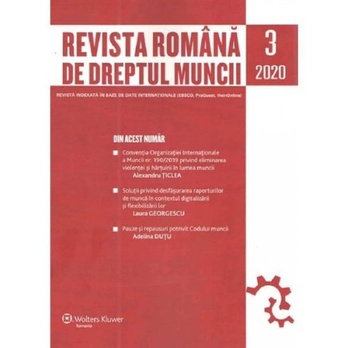 Revista romana de dreptul muncii nr.3/2020, editura wolters kluwer