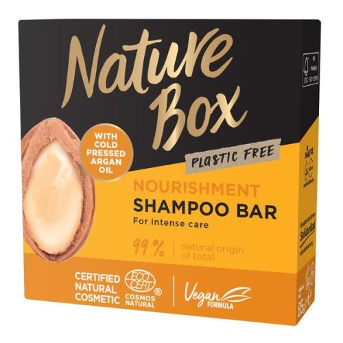 Sampon solid nutritiv cu ulei de argan presat la rece - nature box nourishment shampoo bar with cold pressed argan oil plastic free, 85 g