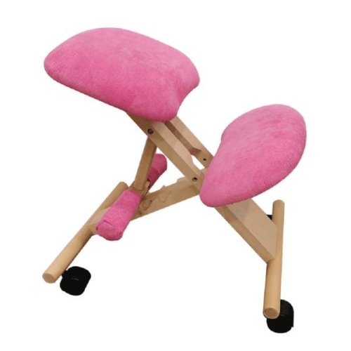 Scaun birou, ergonomic, tapiterie roz, picioare fag, groco, 46x65x56-72 cm