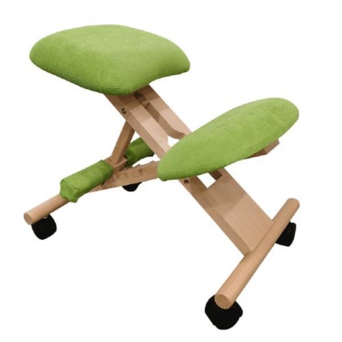Scaun birou, ergonomic, textil verde, picioare fag, groco, 46x65x56-72 cm