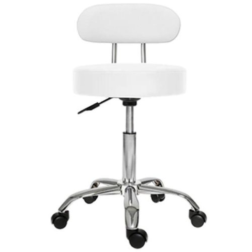  scaun salon cu spatar alb, taburet rotativ pe roti