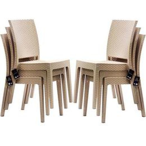 Set 6 scaune nice, dimensiuni 59x44xh88cm culoare capucino polipropilen/fibra sticla