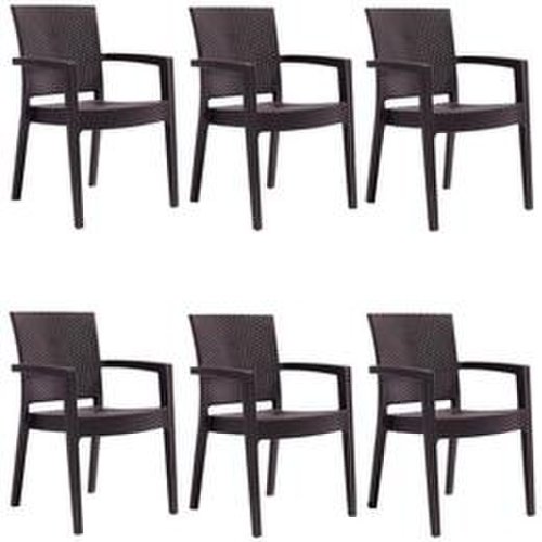 Set 6 scaune paris rattan culoare cafea, dimensiuni 62x58h88cm polipropilen, fibra sticla