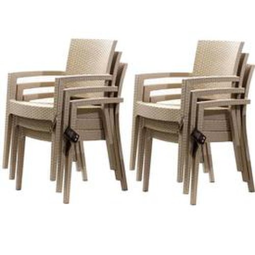 Set 6 scaune paris rattan culoare capucino, dimensiuni 62x58h88cm polipropilen, fibra sticla