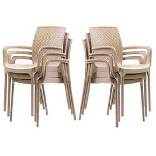 Set 6 scaune sunset rattan culoare capucino, dimensiuni d57xh84xw57xsh45cm polipropilen, fibra sticla
